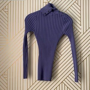 Sundance heirloom Turtleneck buttons Ribbed Organic Cotton Knit XS